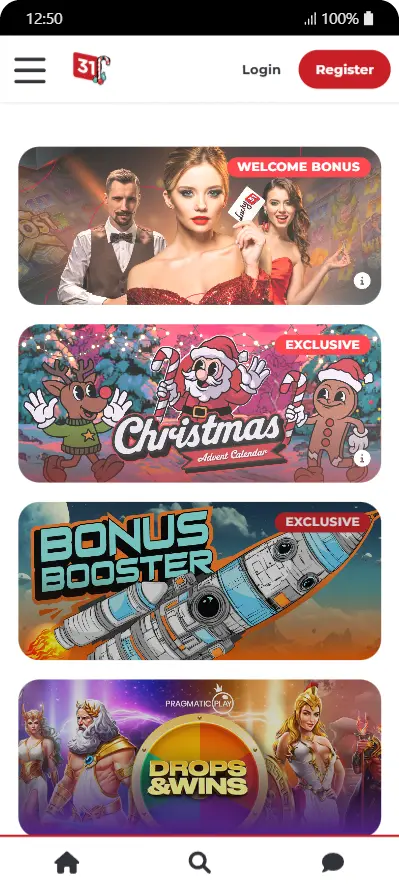 Section des bonus détaillant l'offre de bienvenue jusqu'à 150 € plus 31 free spins sur les premiers dépôts